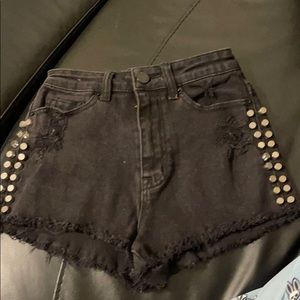 HIGH RISE CHEEKY Black Denim Shorts